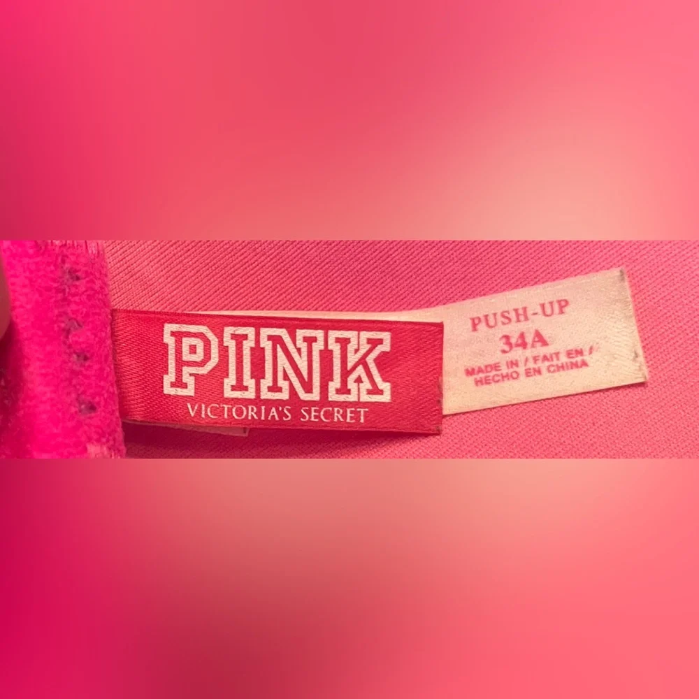 PINK Victoria's Secret Vibrant Pink Satin Push Up Bra. Women’s size 34A